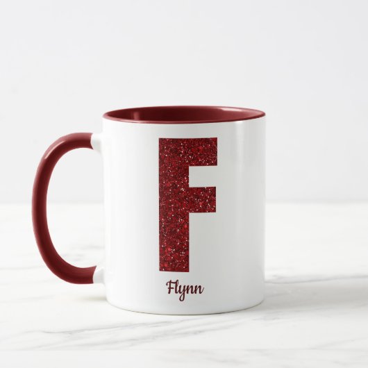 Modern Glitter Monogram F Mug with Name Tasse (Links)