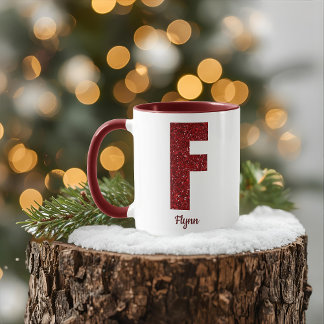 Modern Glitter Monogram F Mug with Name Tasse