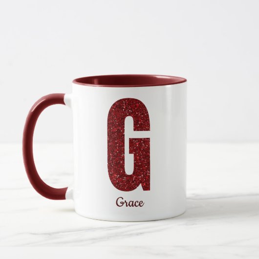 Modern Glitter Monogram G Mug with Name Tasse (Links)