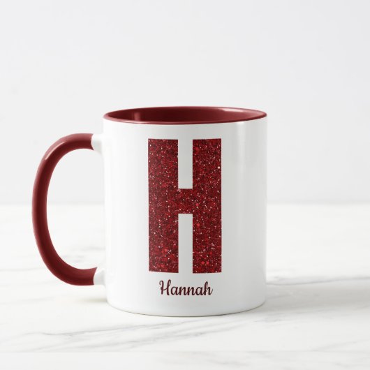 Modern Glitter Monogram H Mug with Name Tasse (Links)