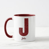 Modern Glitter Monogram J Mug with Name Tasse (Links)