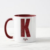 Modern Glitter Monogram K Mug with Name Tasse (Links)