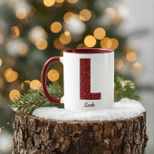 Modern Glitter Monogram L Mug with Name Tasse