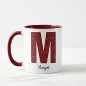 Modern Glitter Monogram M Mug with Name Tasse (Links)