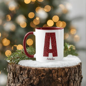 Modern Glitter Monogram Mug with Name Tasse