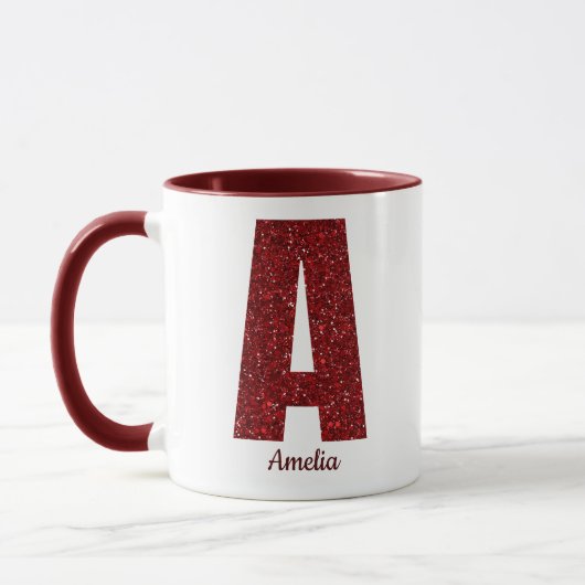 Modern Glitter Monogram Mug with Name Tasse (Links)