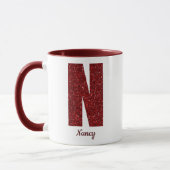Modern Glitter Monogram N Mug with Name Tasse (Links)