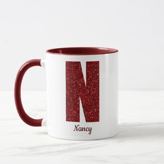 Modern Glitter Monogram N Mug with Name Tasse (Links)