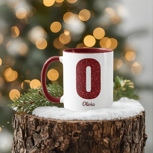 Modern Glitter Monogram O Mug with Name Tasse