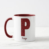 Modern Glitter Monogram P Mug with Name Tasse (Links)
