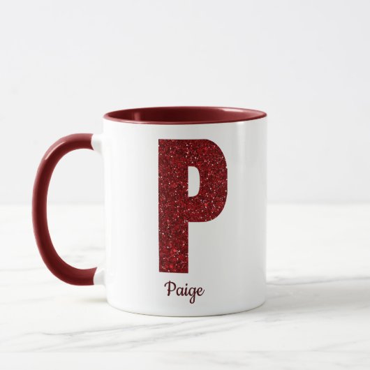Modern Glitter Monogram P Mug with Name Tasse (Links)
