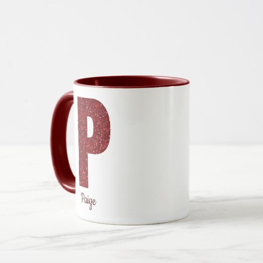 Modern Glitter Monogram P Mug with Name Tasse (Vorderseite Links)