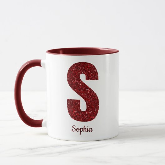 Modern Glitter Monogram S Mug with Name Tasse (Links)
