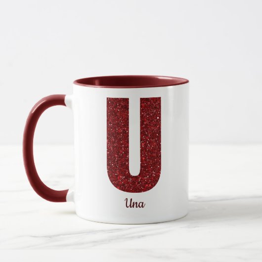Modern Glitter Monogram U Mug with Name Tasse (Links)
