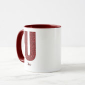 Modern Glitter Monogram U Mug with Name Tasse (Vorderseite Links)