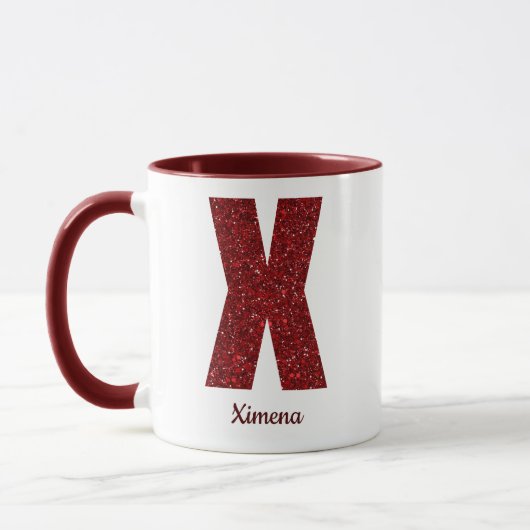 Modern Glitter Monogram X Mug with Name Tasse (Links)