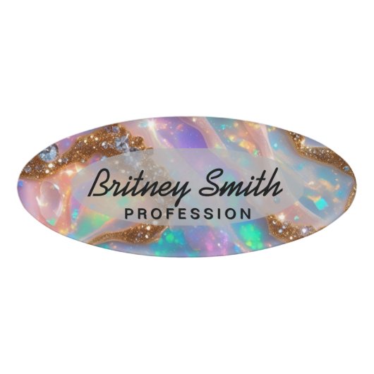 Modern glitter opal background namenschild (Vorderseite)