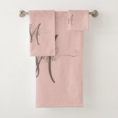 Modern Glitter Sequin Schatten Rose Gold Monogram Badhandtuch Set (Insitu)