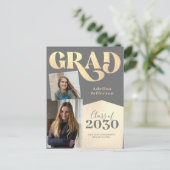Modern glitter typography photo collage graduation ankündigungspostkarte (Stehend Vorderseite)