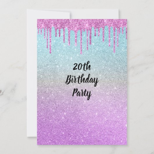 Modern Glitzer Birthday Einladung (Rückseite)