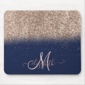 Modern Glitzer Ombre Rose Gold Monogram Navy Blue Mousepad (Vorne)
