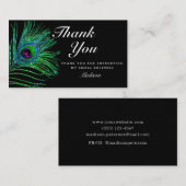Modern Glitzer Peacock Feather Boho Vielen Dank Visitenkarte (Vorne/Hinten)
