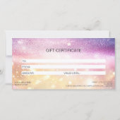 Modern Glitzer Pink Certificate Geschenkkarte (Rückseite)