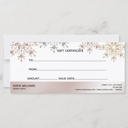 Modern Glitzer Weihnachtsbaum Schneeflocken (Rückseite)