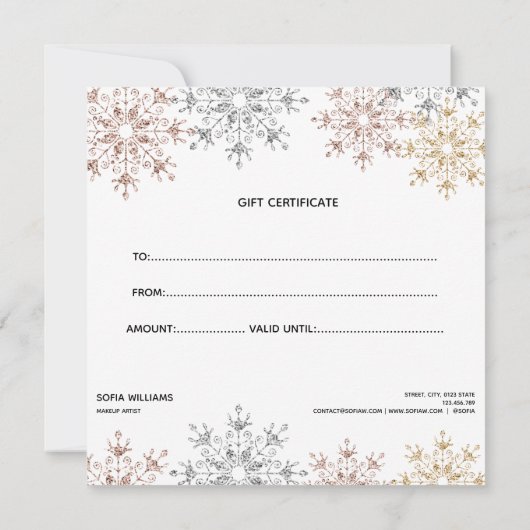 Modern Glitzer Weihnachtsbaum Schneeflocken (Rückseite)