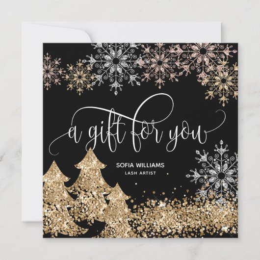 Modern Glitzer Weihnachtsbaum Schneeflocken (Vorderseite)