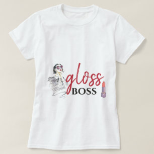 Modern Gloss Boss Girl Black Red Funny World T-Shirt