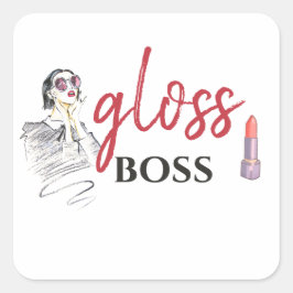 Modern Gloss Boss Schwarzes Meer Quadratischer Aufkleber
