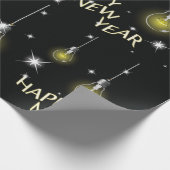 Modern Glowing Light Bulbs Happy New Year Geschenkpapier (Ecke)
