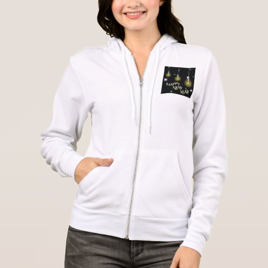 Modern Glowing Light Bulbs Happy New Year Hoodie (Vorderseite)