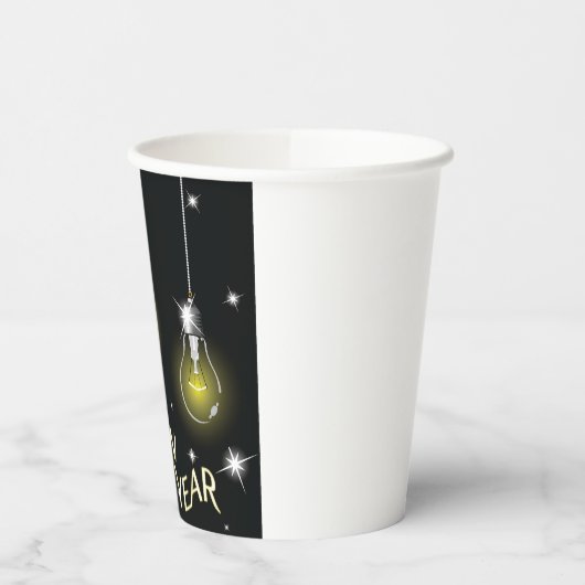 Modern Glowing Light Bulbs Happy New Year Pappbecher (Links)