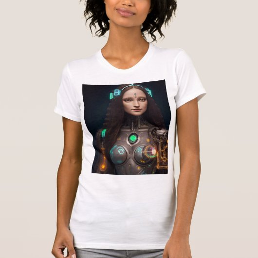 Modern glühende Cyborg Mona T-Shirt (Vorderseite)
