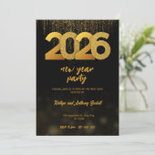 Modern Gold 2026 Neujahrsfeier Digital Einladung (Stehend Vorderseite)