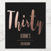 Modern Gold 30. Geburtstag Party Weinetikett (Einzelnes Label)