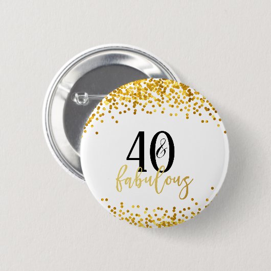 Modern Gold 40 & Fabulous Birthday Confetti Button (Vorne & Hinten)