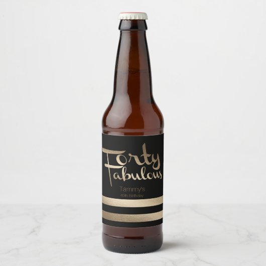 Modern Gold 40. Geburtstag Party Bierflaschenetikett (Vorderseite)