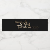 Modern Gold 40. Geburtstag Party Wasserflaschenetikett (Einzelnes Label)