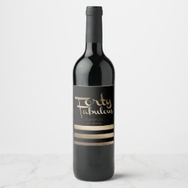 Modern Gold 40. Geburtstag Party Weinetikett