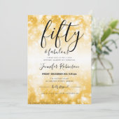 Modern Gold 50 & Fabulous 50. Geburtstag Einladung (Stehend Vorderseite)