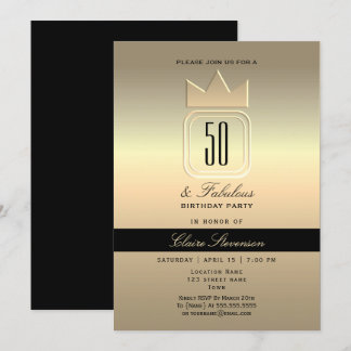 Modern Gold 50. Geburtstag Einladung
