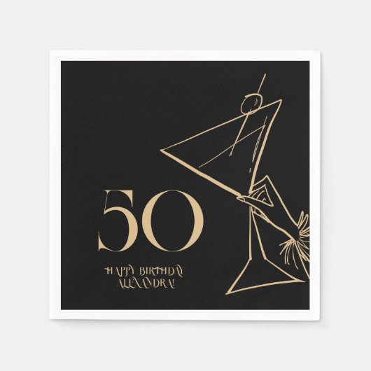 Modern Gold 50. Geburtstag Napkins Serviette (Vorderseite)