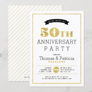 Modern Gold 50. Hochzeitstag Einladung