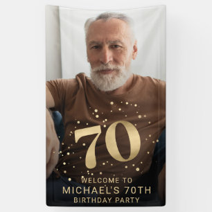 Modern Gold 70. Foto Geburtstags Begrüßungsfeier Banner
