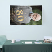 Modern Gold 80th Photo Birthday Welcome Party Banner (Messeveranstaltung)