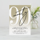 Modern Gold 90th Birthday Party Invitation Einladung (Stehend Vorderseite)