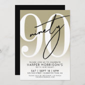 Modern Gold 90th Birthday Party Invitation Einladung (Vorne/Hinten)